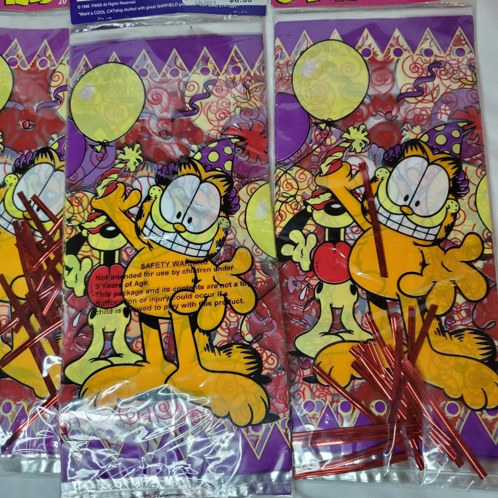Vintage‎ 1998 Garfield Cat Party Supplies Goody Treat Bags  Lot Of 3